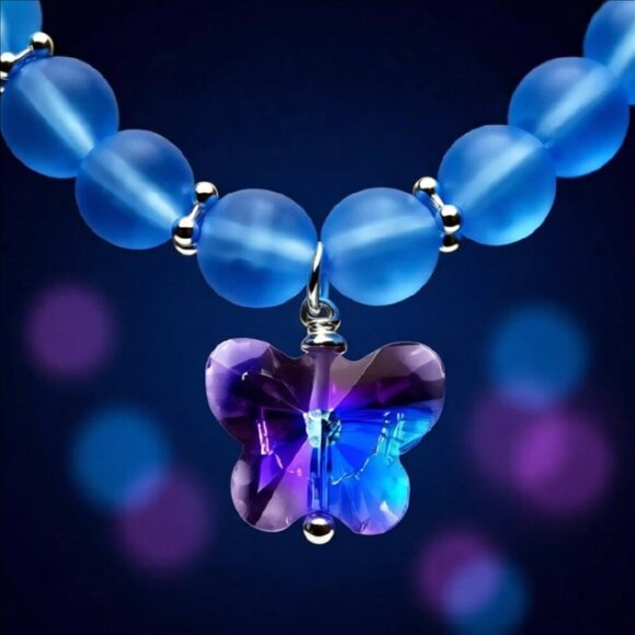 Sky Blue Butterfly Stretch Bracelet! GirlyGirl's or Teen's Blue - Picture 2 of 8